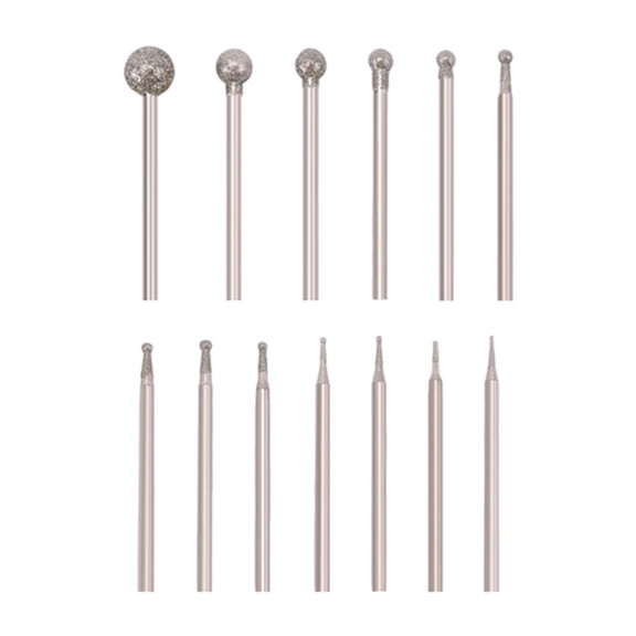 13 Pcs Ball Shape  Burr  Mounted Grinding Burs Stone Carving Set with 3/32 Inch Mandrel for Rotary Tools