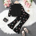 thumbnail image 2 of UAYOTSE Girls 2 Piece Cute Outfits Long Sleeve Butterfly Sweatshirt and Elastic Flared Pants Fall Clothing Set Size 4 Years, 2 of 7