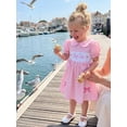 thumbnail image 6 of BemeyourBBs Toddler Baby Girls Big Sister Dress Outfit Spring Summer Plaid Gingham Dress Big Sis Letters Embroidery Short Puff Sleeve Doll Collar Bow Casual Dress Sundress, 6 of 9