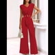 thumbnail image 4 of Conjuntos de Dos Piezas de Verano para Mujer 2025, Top Corto con Cinturón, Mangas y Cuello en V, Pantalones Anchos, Chándal Informal. Rojo XXL, 4 of 7