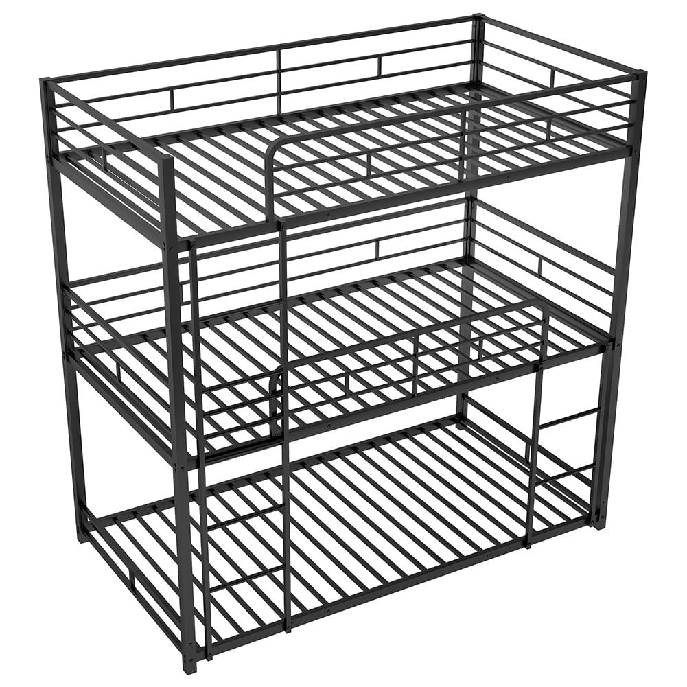 Kadyn Metal Triple Bunk Bed, Twin Over Twin Over Twin Bunk Bed, Heavy Duty Steel Frame, Black Kadyn Metal Triple Bunk Bed, Twin Over Twin Over Twin Bunk Bed, Heavy Duty Steel Frame, Black