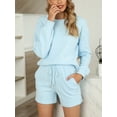 thumbnail image 2 of Topcobe Women' s Long Sleeve Solid Color Lounge Wear Set, S-3XL Blue, 2 of 7