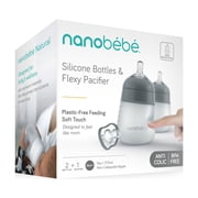Nanobebe 2 Pack Grey Bottles + Paci