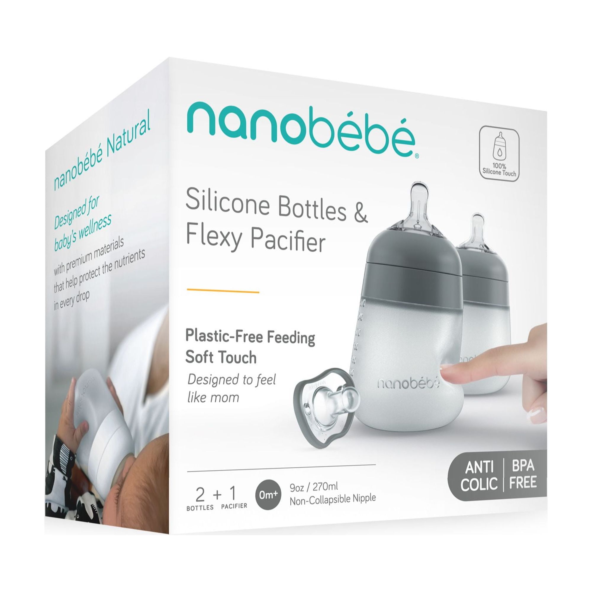 Nanobébé 2 Pack Flexy Silicone Baby Bottles with Pacifier photo 7