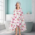 thumbnail image 6 of White Pink Butterfly Flower Pattern Hooded Bath Towel，60"x35" for Ages 3 To 12 Kids, Quick Dry Lightweight Soft Microfiber Hood Beach Towel Cover Up for Kids, 6 of 7