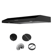 Nardea 30 Inch Under Cabinet Range Hood, 300 CFM Black Kitchen Stove Vent Hood, Ducted/Ductless Convertible with LED Lights & Dishwasher-Safe Filter, Plug-In 120V Exhaust Fan