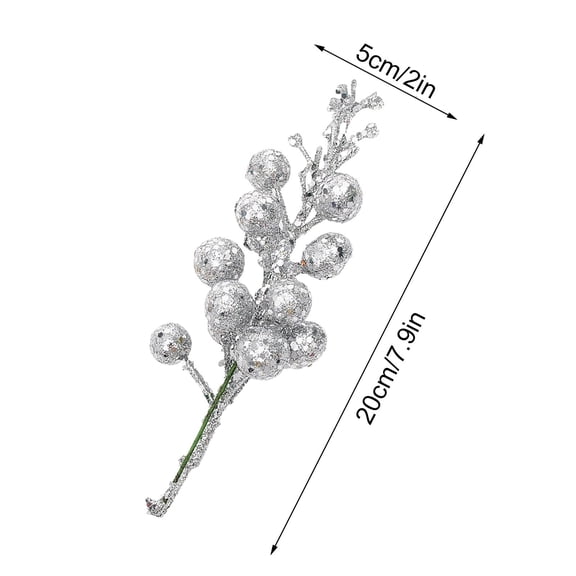Qocolhg 3 Pcs Berry Stems for Christmas Tree Ornaments, 7.8 Inch Artificial Glitter Christmas Tree Picks,DIY Xmas Wreath, Holiday and Home Decoration, Christmas Decorations Clearance