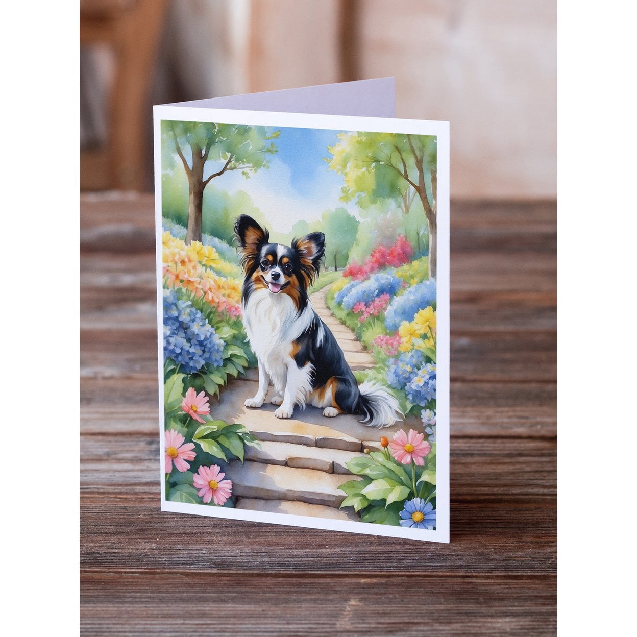 Papillon Spring Path Greeting Cards Pack of 8 7 in x 5 in