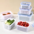 thumbnail image 2 of 3-Pack Fruit Storage Containers for Fridge with Removable Colanders, 4 in 1 Produce Storage Containers with Lids, Leakproof Fridge Organizer Bins for Salad Berry Lettuce Vegetables Meat Keeper Fresh, 2 of 6