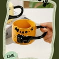 thumbnail image 6 of Shipiny Cat Stacking Ceramic Mugs - Relief Design with English Letters, Large Handle Coffee Cups, Cute Home Kitchen Drinkware, Orange, 6 of 8