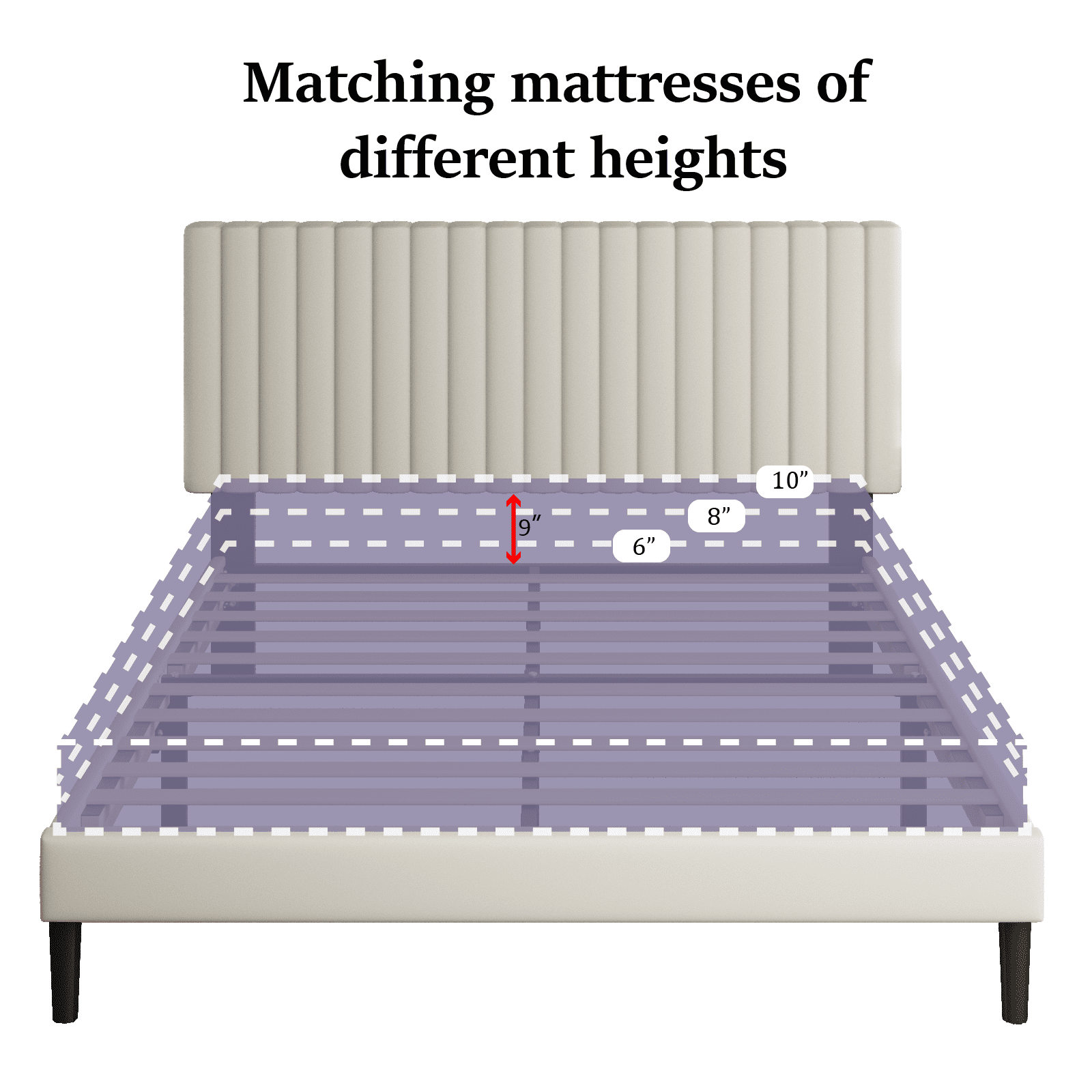 VIPLOV Full Size Bed Frame with Velvet Upholstered Headboard, Platform Bed with Strong Wood Slats, Mattress Foundation, Box Spring Optional, Easy Assembly, Black