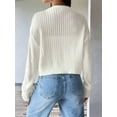 thumbnail image 2 of Women'S Long Sleeve Button Front V-Neck Soft Knit Cardigan Sweaters White S, 2 of 7