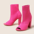 thumbnail image 4 of Mepaouo Peep Toe Boots for Women Chunky Block Heel Ankle Sock Booties Knit Slip on Dress Heeled Sandals, 4 of 7
