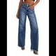 thumbnail image 2 of Pantalones Vaqueros de Pierna para Mujer, Cintura Alta, Elásticos, con Dobladillo Sin Rematar Azul Oscuro M, 2 of 7