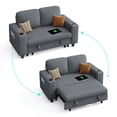 thumbnail image 5 of LINSY HOME Pull Out Couch Chaise Lounge for Living Room, Convertible Loveseat Sofa Couch With Usb & Cup Holder, Dark Gray, 5 of 9