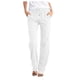 thumbnail image 1 of Pantalones rectos lisos de cintura alta para mujer - Pantalones casuales con cordón elástico - Pantalones largos con bolsillos, 1 of 7