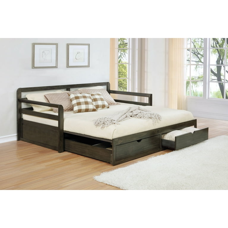 Sorrento 2 drawer Twin XL Daybed with Extension Trundle Grey
