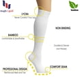 thumbnail image 4 of Hugh Ugoli Women's Rayon Derived from Bamboo Knee High Socks | Comfort Seam Long Dress Socks, Soft & Lightweight | 8 Pairs, White/Black, Shoe Size: 5-8, 4 of 5