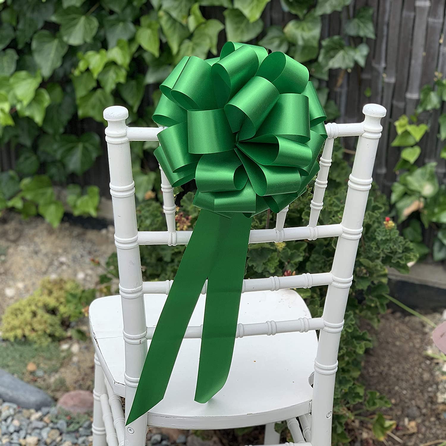 Big Emerald Green Ribbon Pull Bows with Long Tails - 9" Wide, Set of 6, St. Patrick's Day, Easter, Fall, Christmas, Wreath