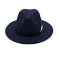 thumbnail image 6 of Weikingp Hats for Women, Women's Wide Brim Fedora Panama Hat with Metal Belt Buckle Coloured, Navy, 6 of 9