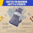 thumbnail image 4 of Rugged Blue Leather Palm Work Gloves - Medium | Gloves for Heavy Duty Work | Leather Work Gloves with Reinforced Knuckles and Durable Cotton Back | Ideal for Working on The Job, 4 of 6