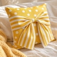thumbnail image 6 of 18x18 Inch Farmhouse Yellow Bow Throw Pillow Cover,White Stripe Pillow Set of 2 Cover with Polka Dot Bow Knot,Decorative Throw Pillow Case for Living Room Couch Bedroom Office.C #2pc, 6 of 9