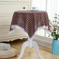 thumbnail image 1 of Round Small Table Cloth - Plaid Macrame Lace Tablecloth for Round Coffee Table 43.1 Inch, 1 of 2
