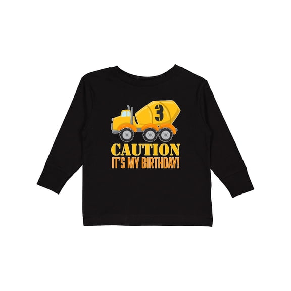 Inktastic 3rd Birthday Construction Truck, Cement Mixer 3 Years Old Boys Long Sleeve Toddler T-Shirt