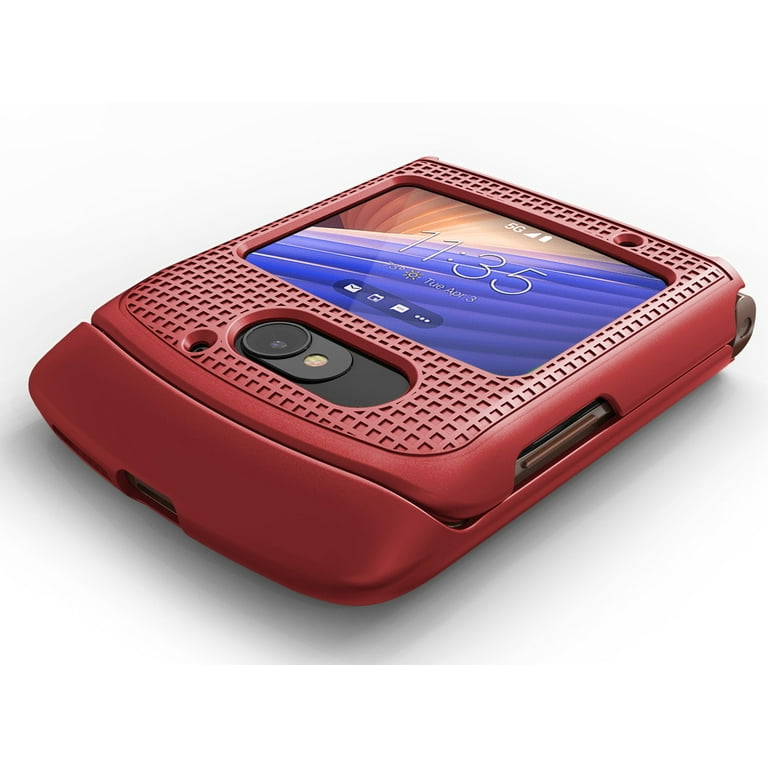 Case with Clip for Motorola RAZR 5G Flip Phone, Nakedcellphone [Red] Hard  Shell Slim Cover with [Rotating/Ratchet] Belt Hip Holster Holder Combo for 