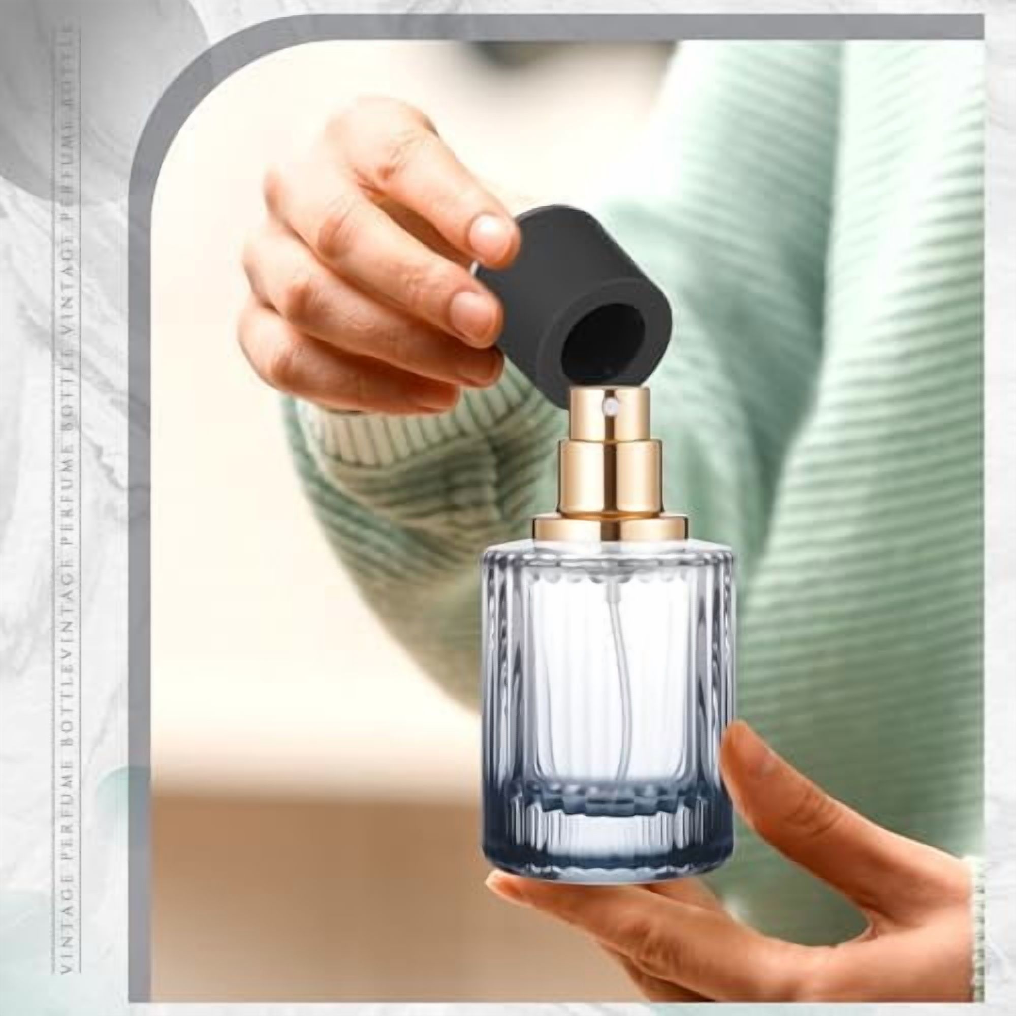 12 Pcs 50 ml Perfume Cologne Bottles Empty Refillable Travel Glass Chic Empty Perfume Spray Bottles Decorative Set for Men Women Portable Dispenser Fragrance Container Set (Black)
