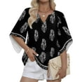 thumbnail image 5 of ChicHaven Womens Tops Dressy Casual Womens Bell Sleeve Summer Fall V Neck Paisley Plus Size Tops for Women Fancy Flowy Hippie Boho Peasant Blouses Loose Fit Tunic Top Black M, 5 of 5