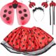 thumbnail image 1 of 4pcs / set Lady Bird Costumes Headband Wand Tutu Skirt Set Angle Girls Fairy Dress Outfit (Mariquita), 1 of 6