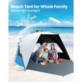 thumbnail image 2 of OutdoorMaster Beach Tent with Blackout Shelter Technology, Portable Sun Shade Shelter 4 Person, Pop Up Beach Tents with UPF 50+ UV Protection, 9.5mm Thick Pole, 3 Ventilating Mesh Windows, 2 of 10