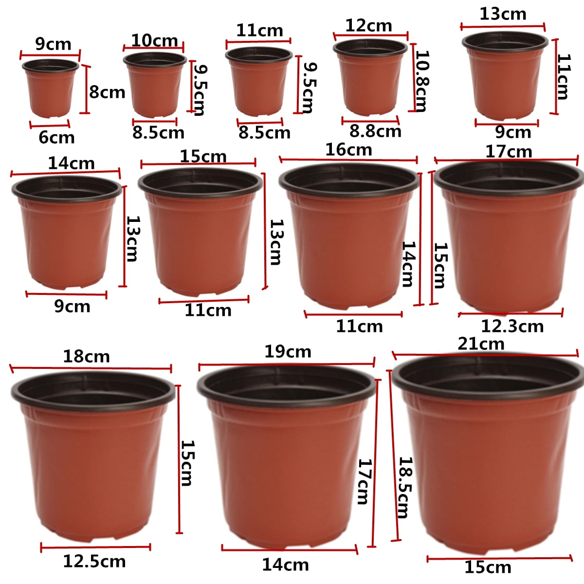 100pcs Plastic Garden Nursery Pots Plant Flowerpot Seedlings Planter 