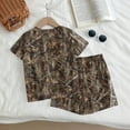 thumbnail image 4 of Grblisyd Girls 2 Piece Summer Outfit Maple Leaf Print Short Sleeve Crew Neck Camo Tops and Elastic Waist Shorts Sweatsuits Size 8, 4 of 6