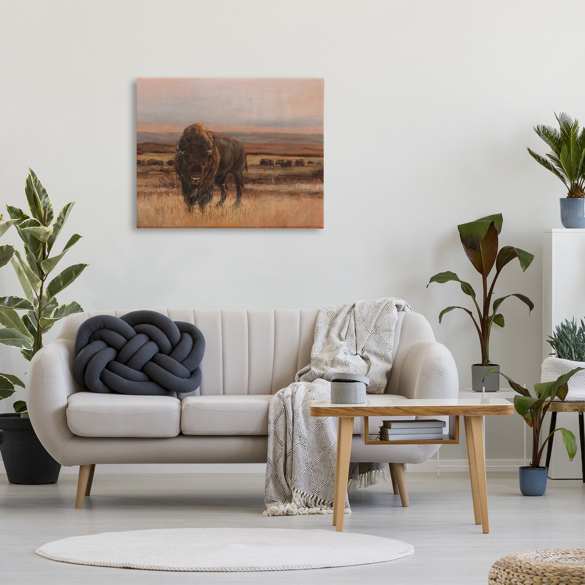 Stupell Industries Traditional Bison Landscape Animals & Insects Painting Gallery Wrapped Canvas Art Print Wall Art, 40 x 30