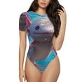 thumbnail image 1 of Fotbe Motif Axolotl sous-Marin Mignon Justaucorps à Manches Courtes Col Rond Sans Manches Doux Confortable Basique-Grand, 1 of 7