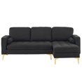 thumbnail image 4 of 85.8" 3-Seat Sectional Couch, Burlap Sectional Sofa with Chaise Lounge and 5.9" Thick Soft Cushion, Modern L-Shaped Couch for Living Room, Office, Black, 4 of 8