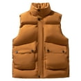 thumbnail image 2 of Tawop Jacket Men Vest Thermal Sleeveless Zip Hoodless Pockets Casual Trendy Mens Clothes,Brown,3XL, 2 of 4