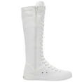 thumbnail image 4 of ANUFER Girls Womens Fashion Knee High Lace-Up Canvas Boots Pure White Zip Dance Boots SN811 US7, 4 of 7