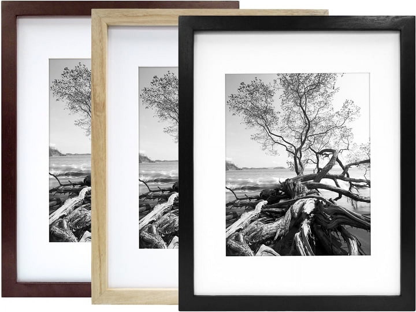 LUCKYLIFE 16x20 Frames, 16x20 Picture Frame for Wall, Display Pictures  11x14 with Mat or 16x20 without Mat, Pack of 2, Natural Woodgrain