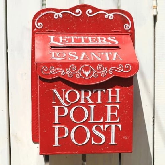 Letters to Santa Mailbox Wall Mount North Pole Post Vintage Red Mailbox Decoration Christmas Farmhouse Decor$$Tools & Hardware Other