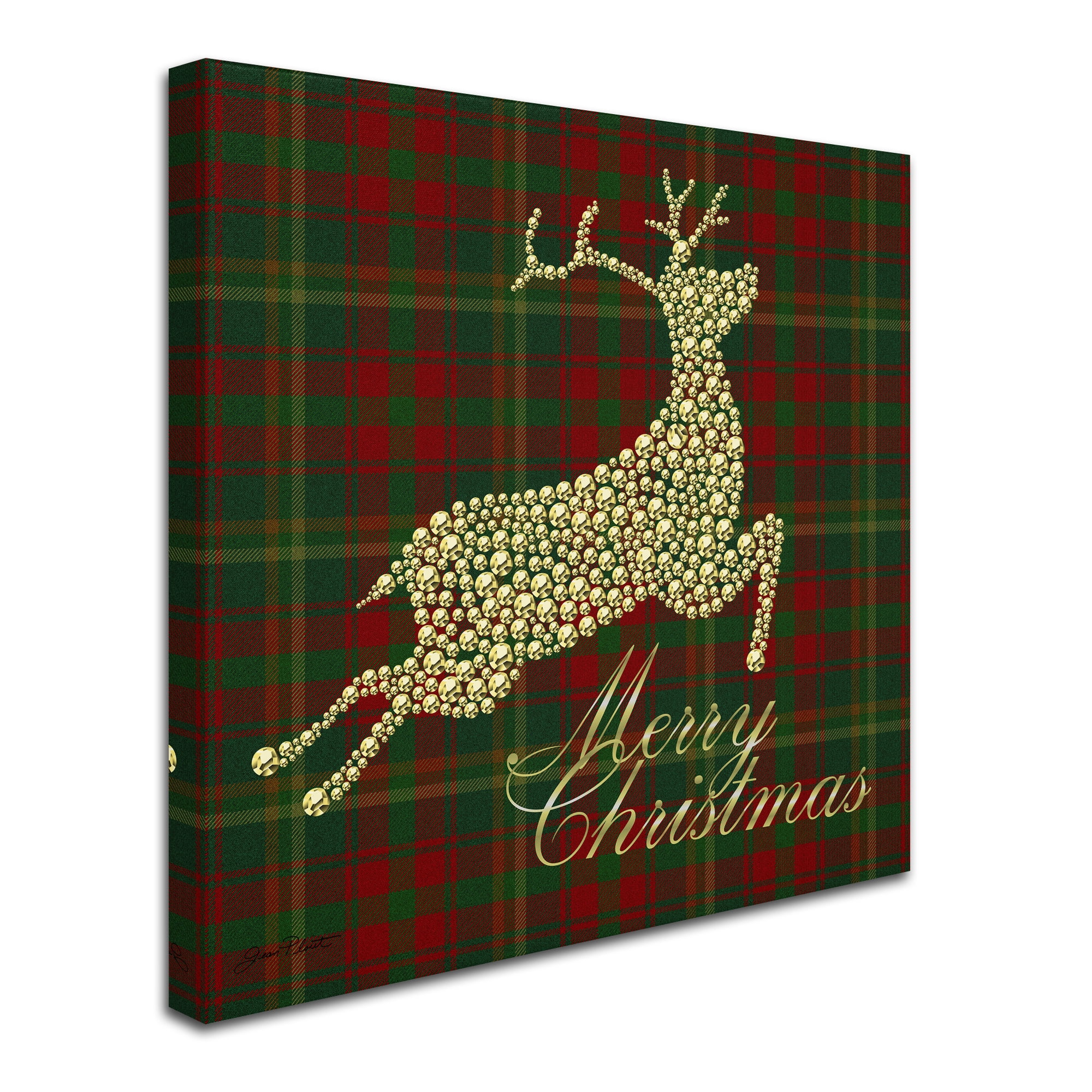 Trademark Fine Art ' Merry Christmas Plaid 2' Canvas Art by Jean Plout