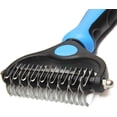 thumbnail image 2 of Pet Grooming Brush - Double Sided Shedding and Dematting Undercoat Rake Comb for Dogs and Cats,Extra Wide,Blue, 2 of 5