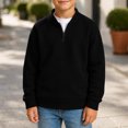 thumbnail image 7 of Cethrio Boys Half Zip Sweatshirts Size 13-14 Years, Casual Pullover Long Sleeve Waffle Knit Boys Fall Tops Black, 7 of 7