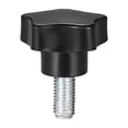 thumbnail image 1 of Perillas de estrella con rosca macho M12 x 25mm, cabeza de 48mm, zinc plateadas, negras, 1 paquete, 1 of 5