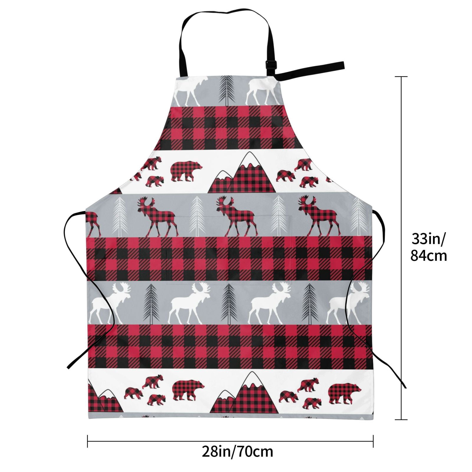 Kdxio Buffalo Plaid Forest Apron with Pockets Adjustable Kitchen Aprons for Men Women Waterproof Aprons for Cooking,Drawing,Crafting, Baking Household Cleaning