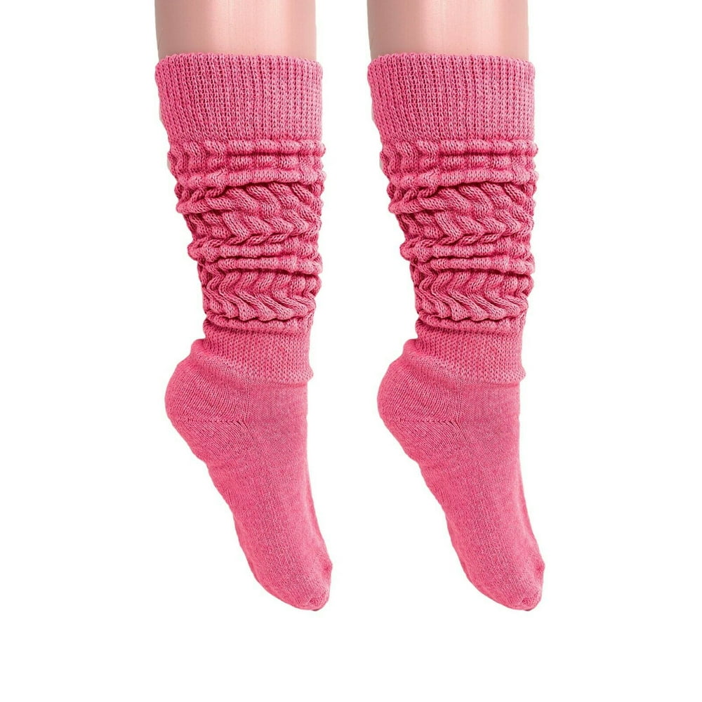 AWS/American Made - Extra Long Heavy Slouch Socks Hot Pink 2 Pair Size ...
