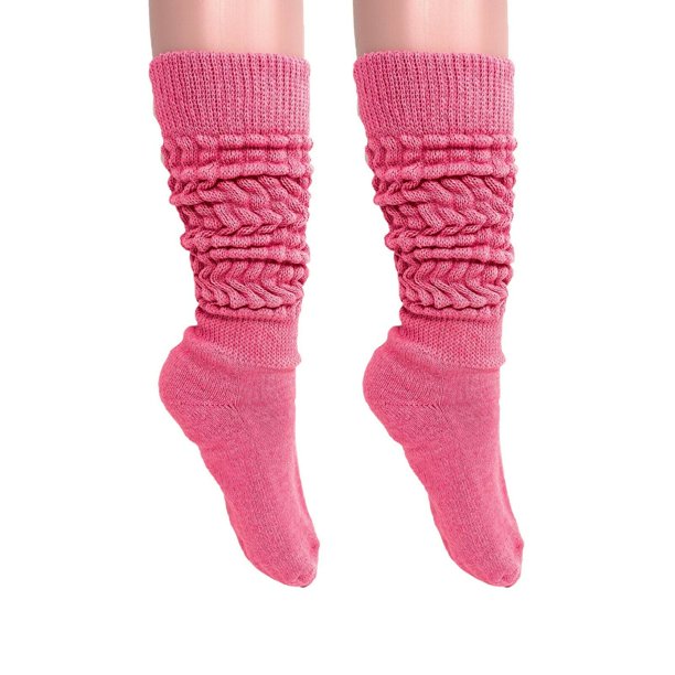 AWS/American Made Extra Long Heavy Slouch Socks Hot Pink 2 Pair Size
