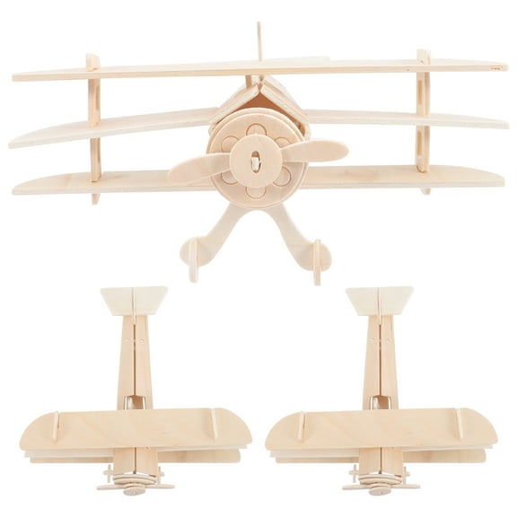 Kids DIY Assemble Toy Model Airplane Kits for Boys 8-12 Wooden Educational Baby Mini Paint 3 Pcs